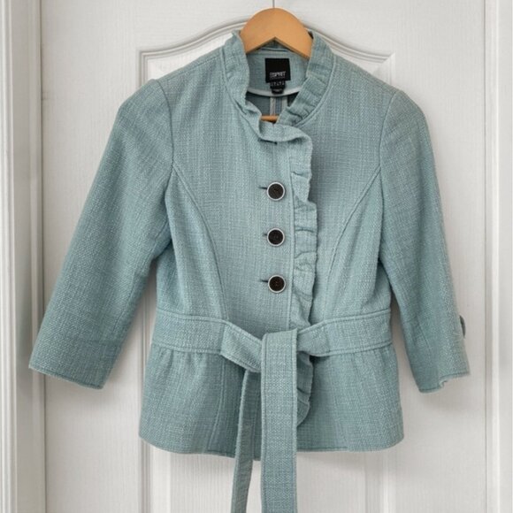 Espirit - 100% Cotton Belted Button Up Peplum Blazer - Picture 2 of 8